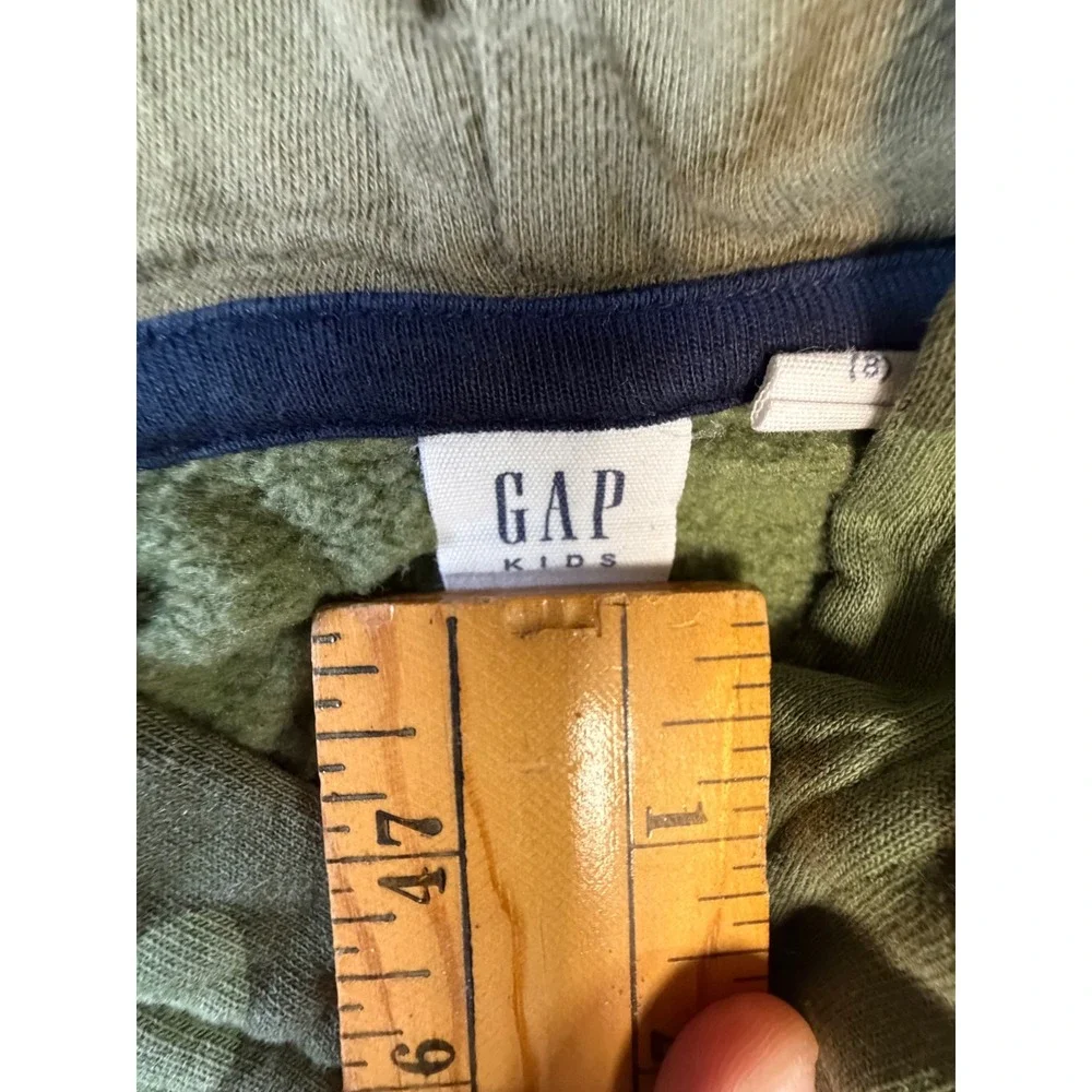 Gap Kids Camo Arch Logo Pullover Hoodie Green Camouflage Size M 8 J6‎